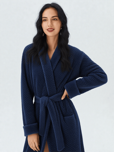 Robe de chambre longue polaire bleu femme - Ma robe de chambre