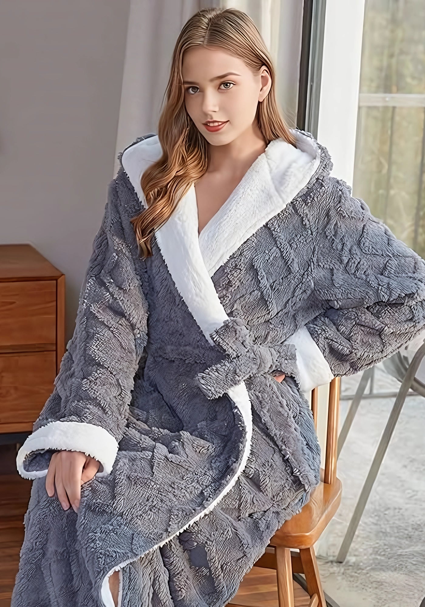 Robe de chambre longue polaire femme