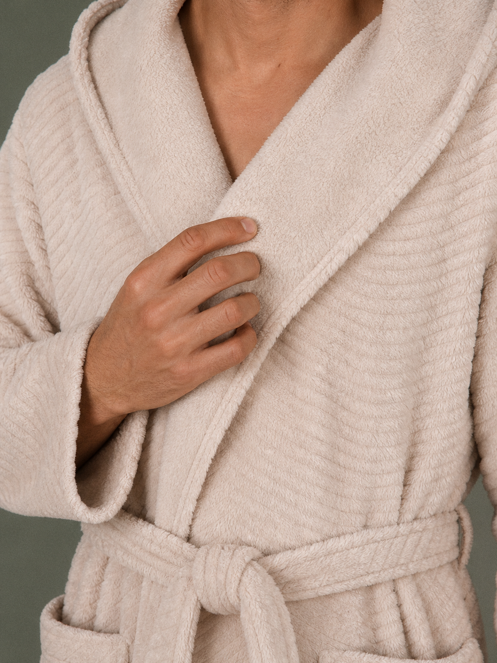 Robe de chambre longue polaire – gros plan matière
