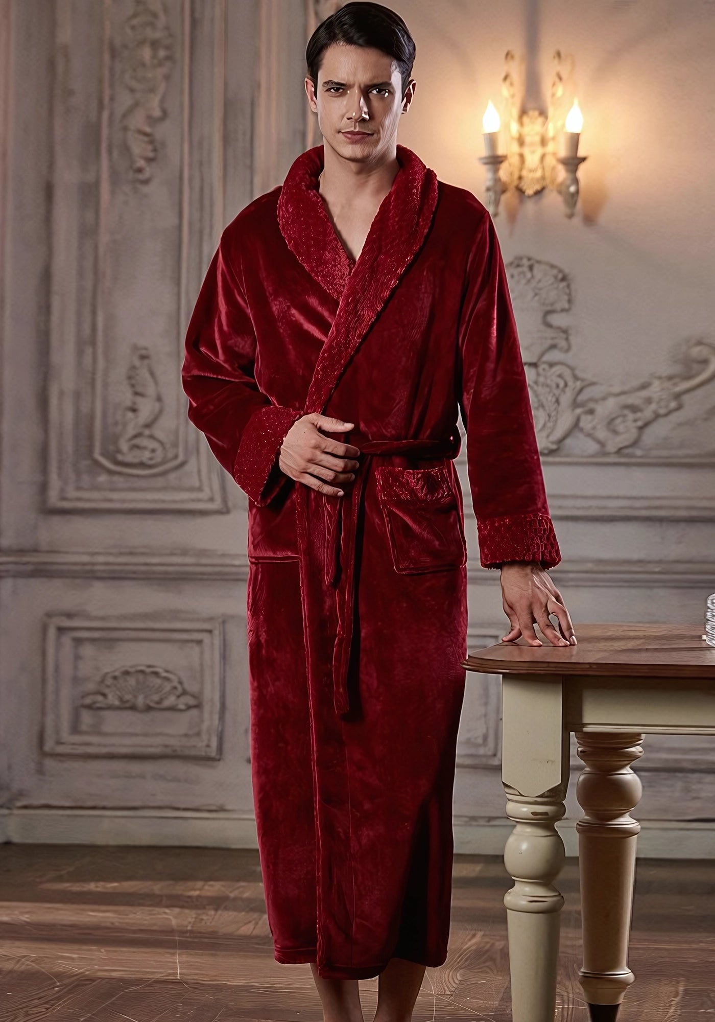 Robe de chambre longue velours femme