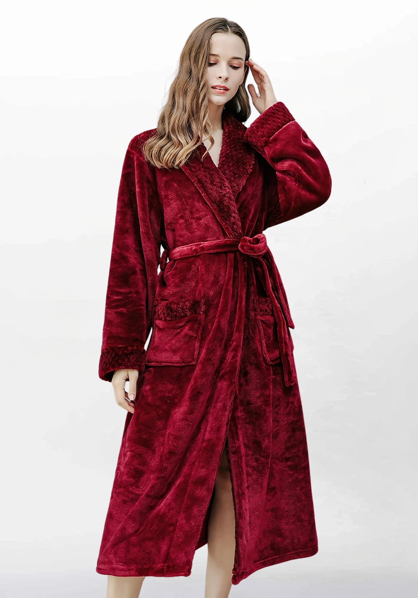 Robe de chambre longue velours femme