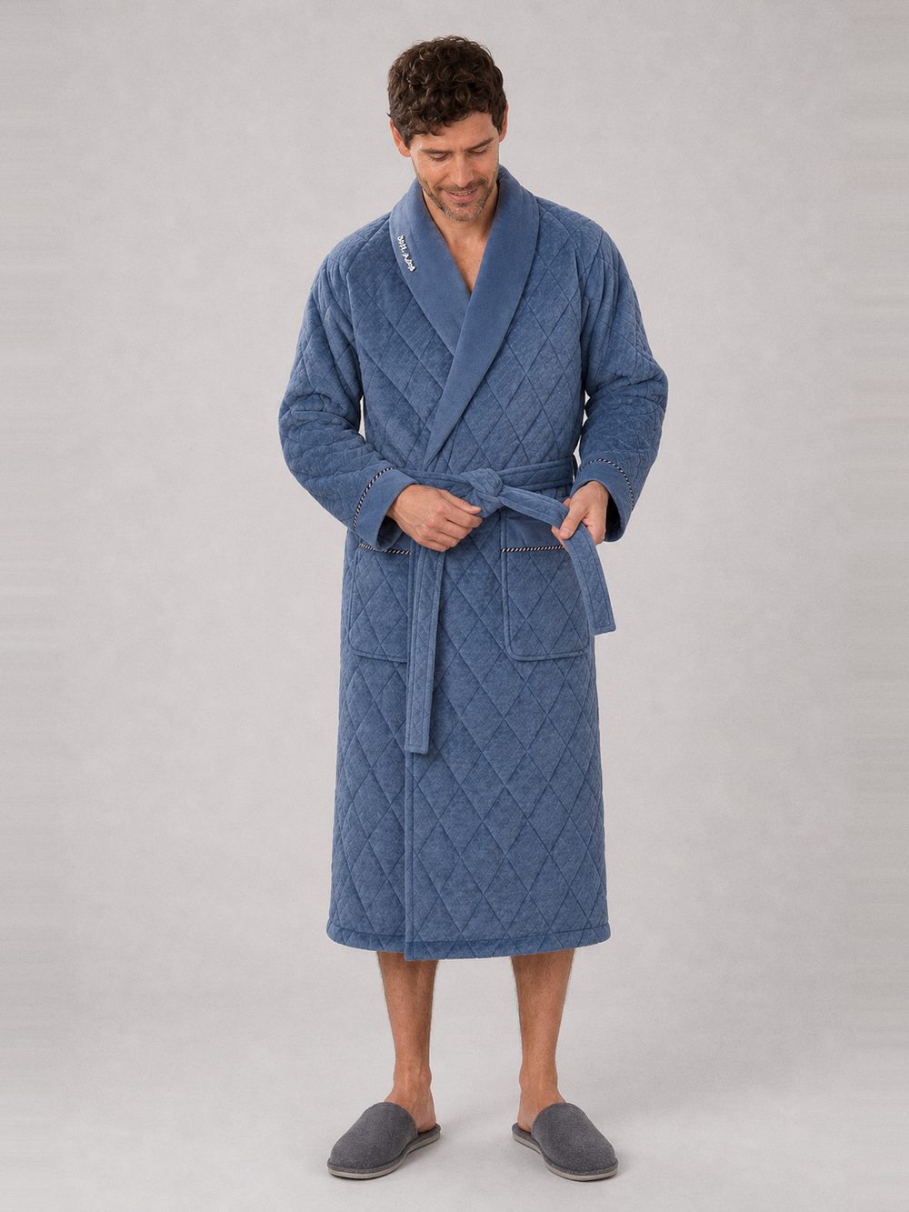 Robe de chambre matelassée homme – ceinture et poches