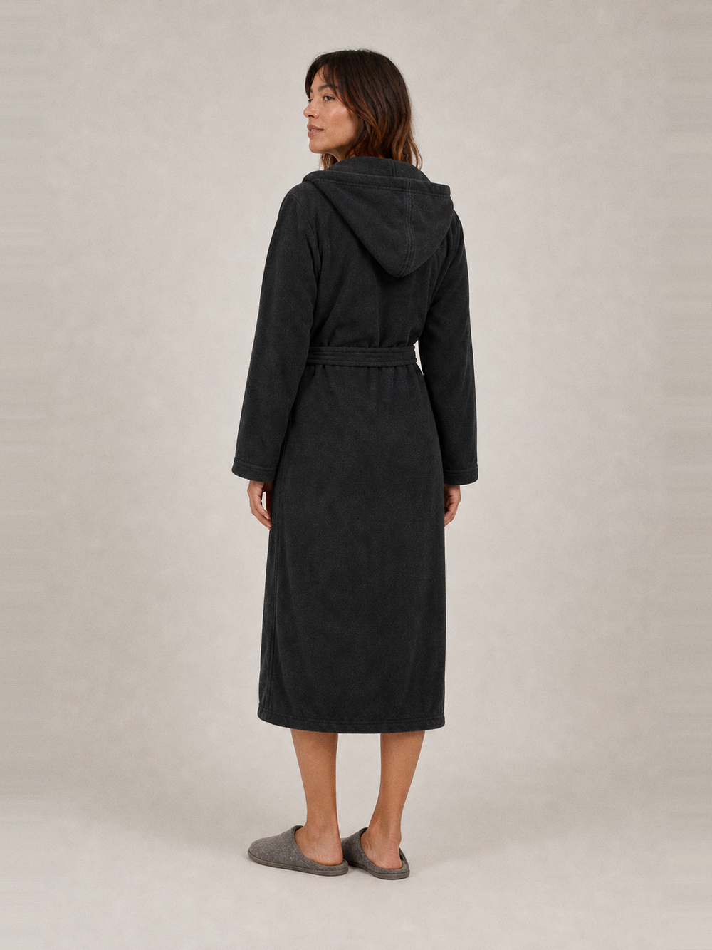 Robe de chambre noire femme – vue de dos