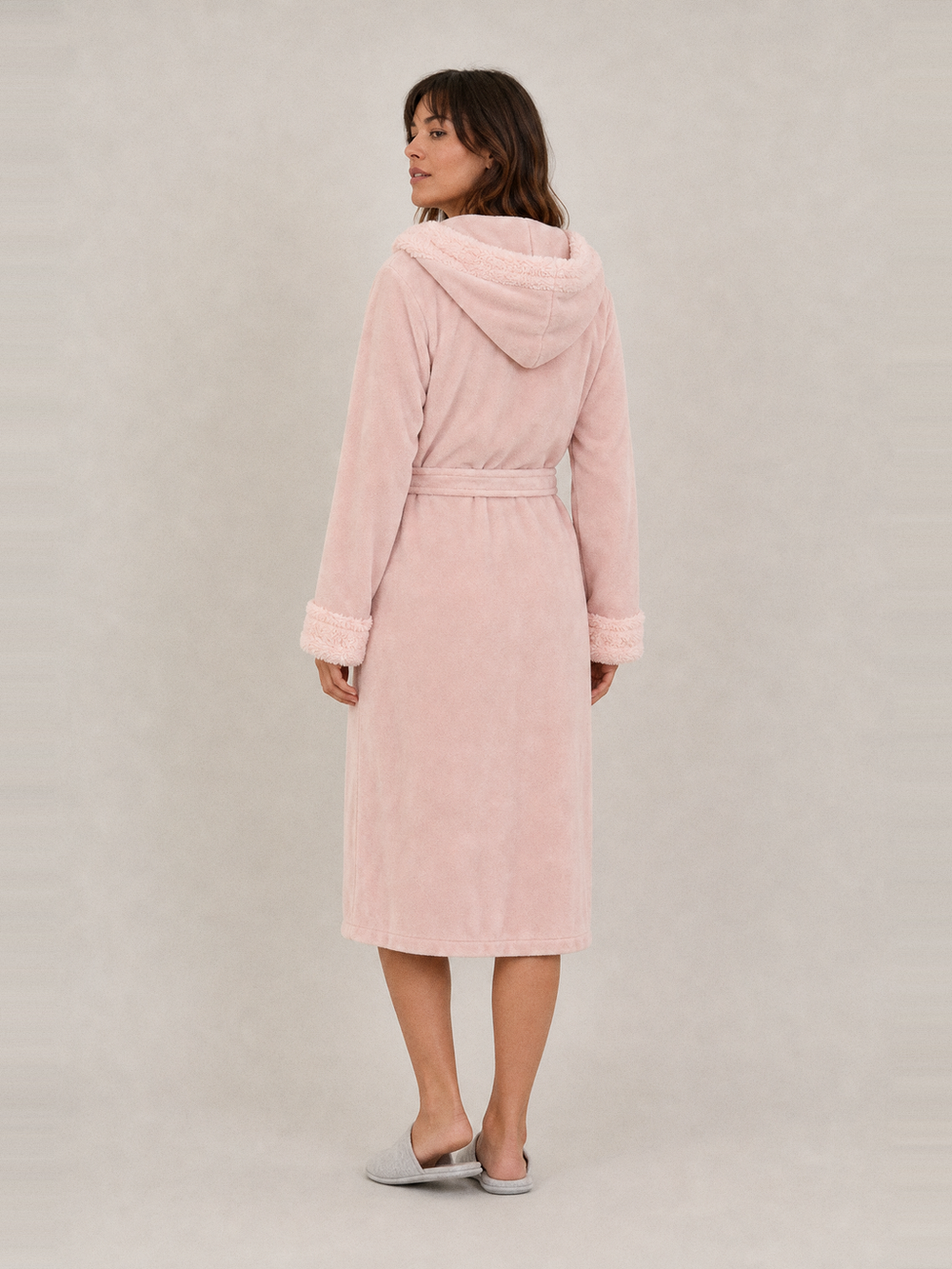Robe de chambre pilou pilou femme rose – vue de dos