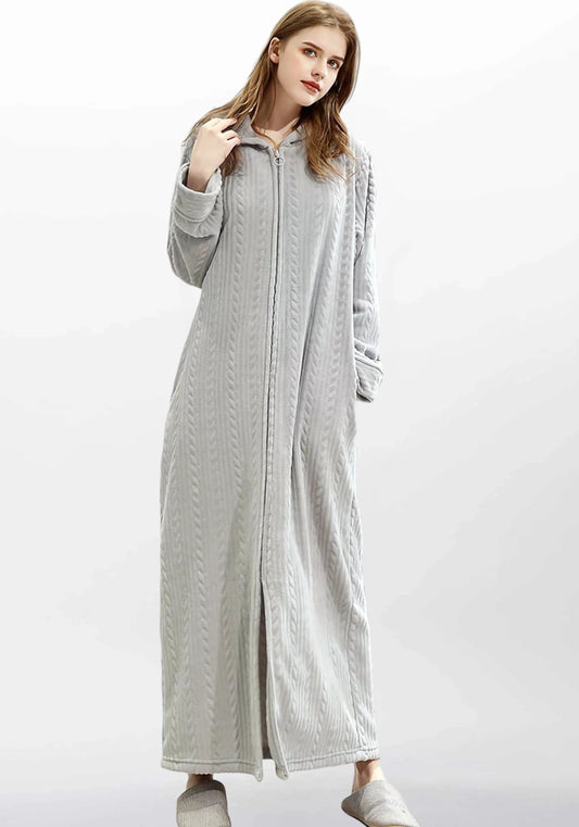 Robe de chambre polaire a capuche femme