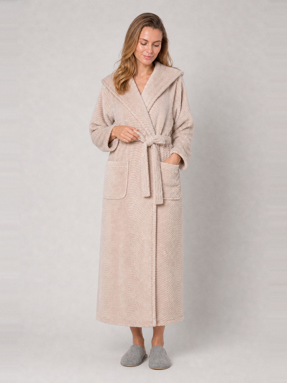Robe de chambre polaire femme 130 cm – ceinture et poches