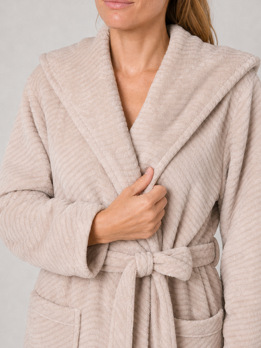 Robe de chambre polaire femme 130 cm – gros plan matière