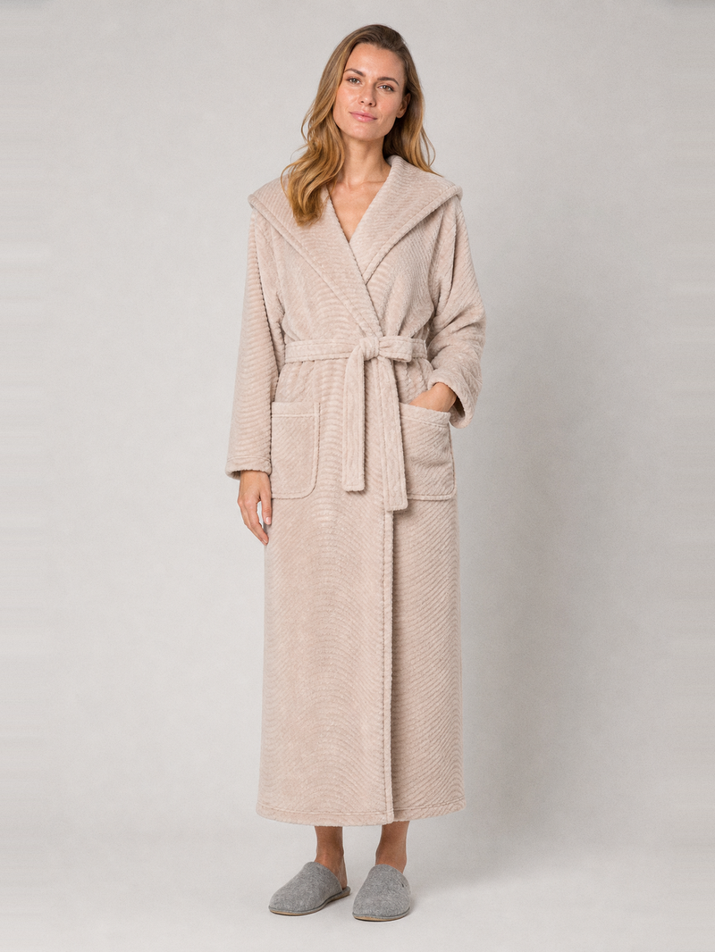 Robe de chambre polaire femme 130 cm – portée de face