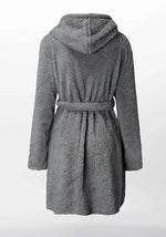 Kurzer grauer Damen-Morgenmantel aus Fleece  - Vignette | Ma robe de chambre