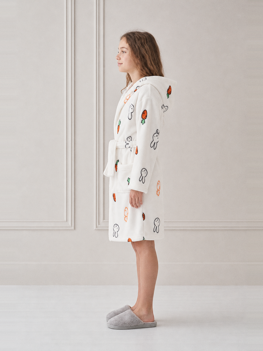 Robe de chambre polaire fille 12 ans – longueur portée de profil