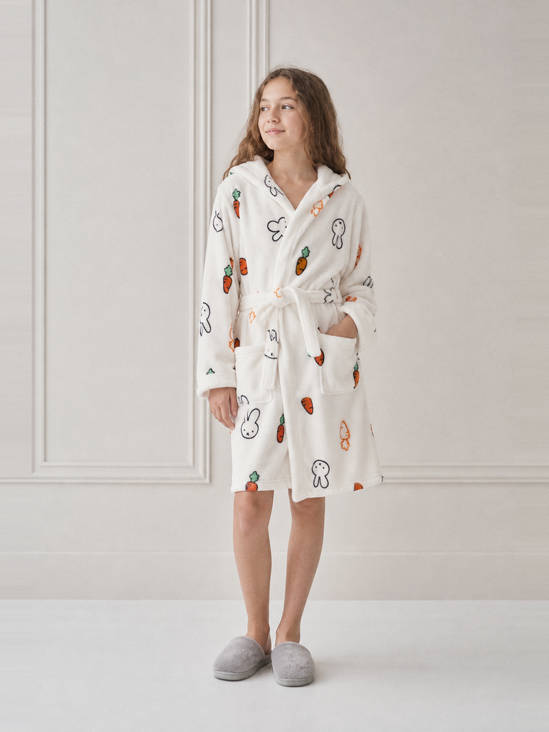 Robe de chambre polaire fille 12 ans – portée de face
