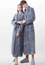 Grauer Damen-Bademantel aus Fleece  - Vignette | Ma robe de chambre