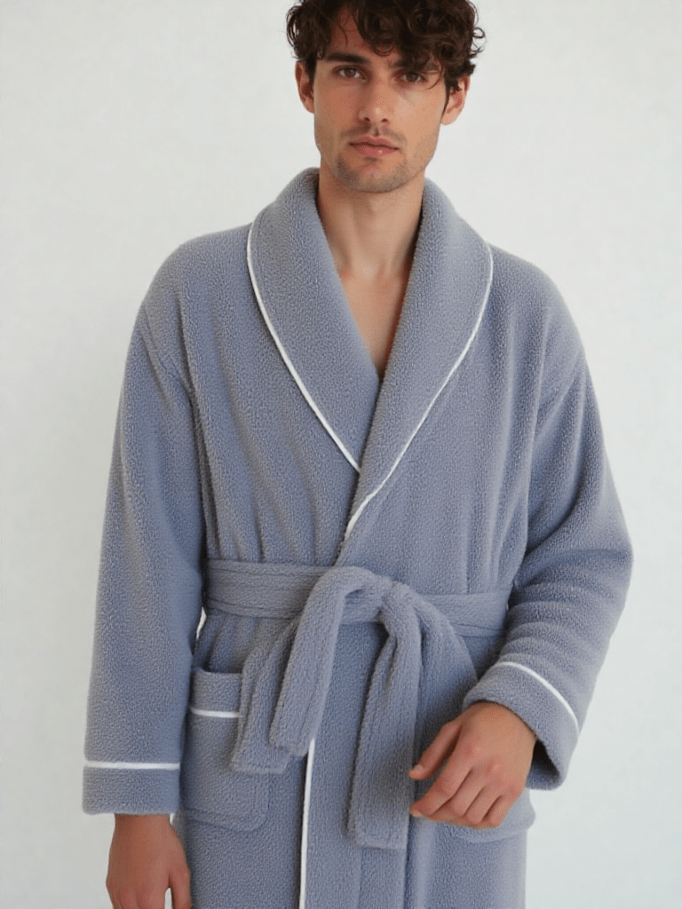 Vue de dos ou tombé, robe de chambre polaire homme grande taille