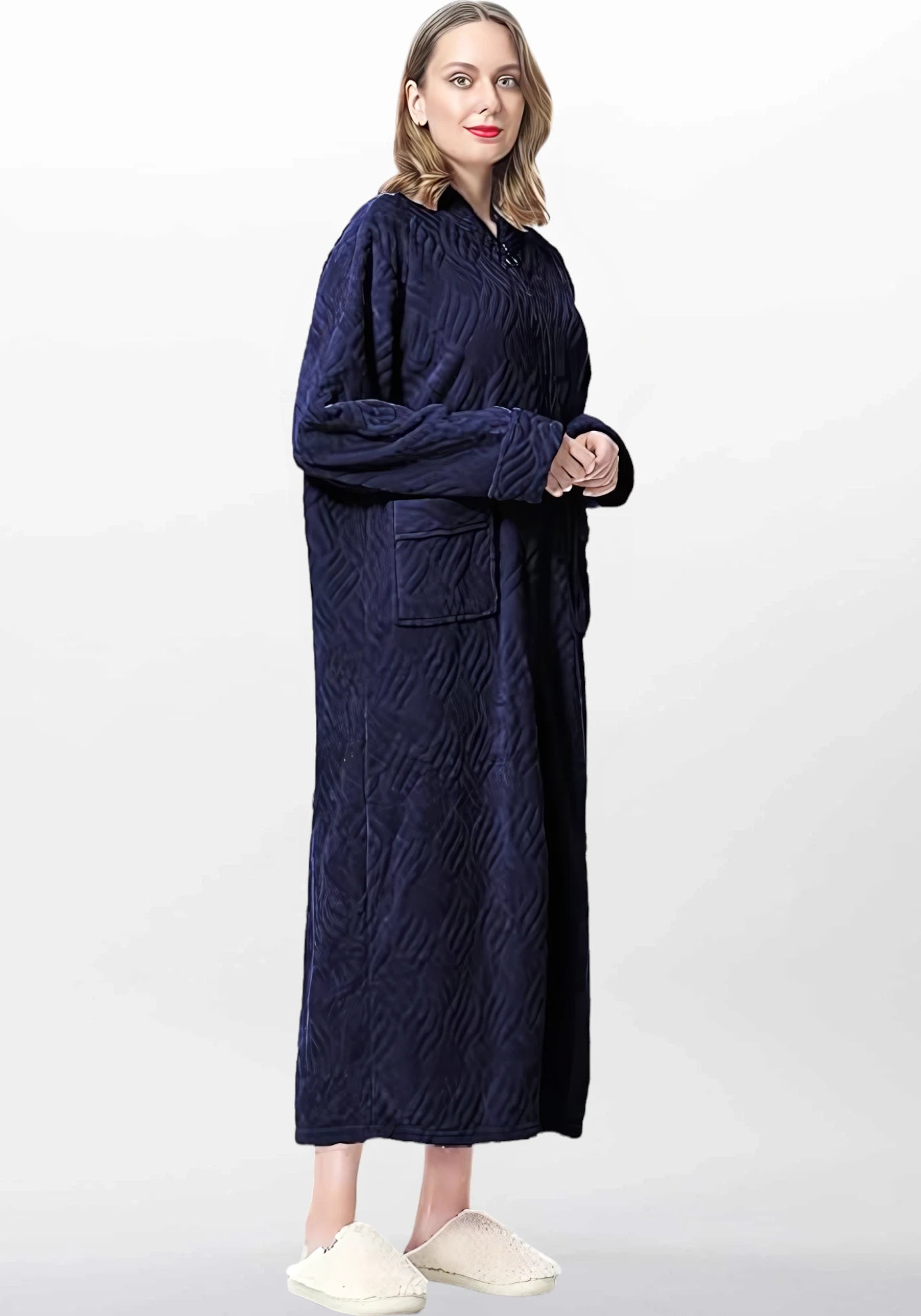 Robe de chambre polaire longue zippée