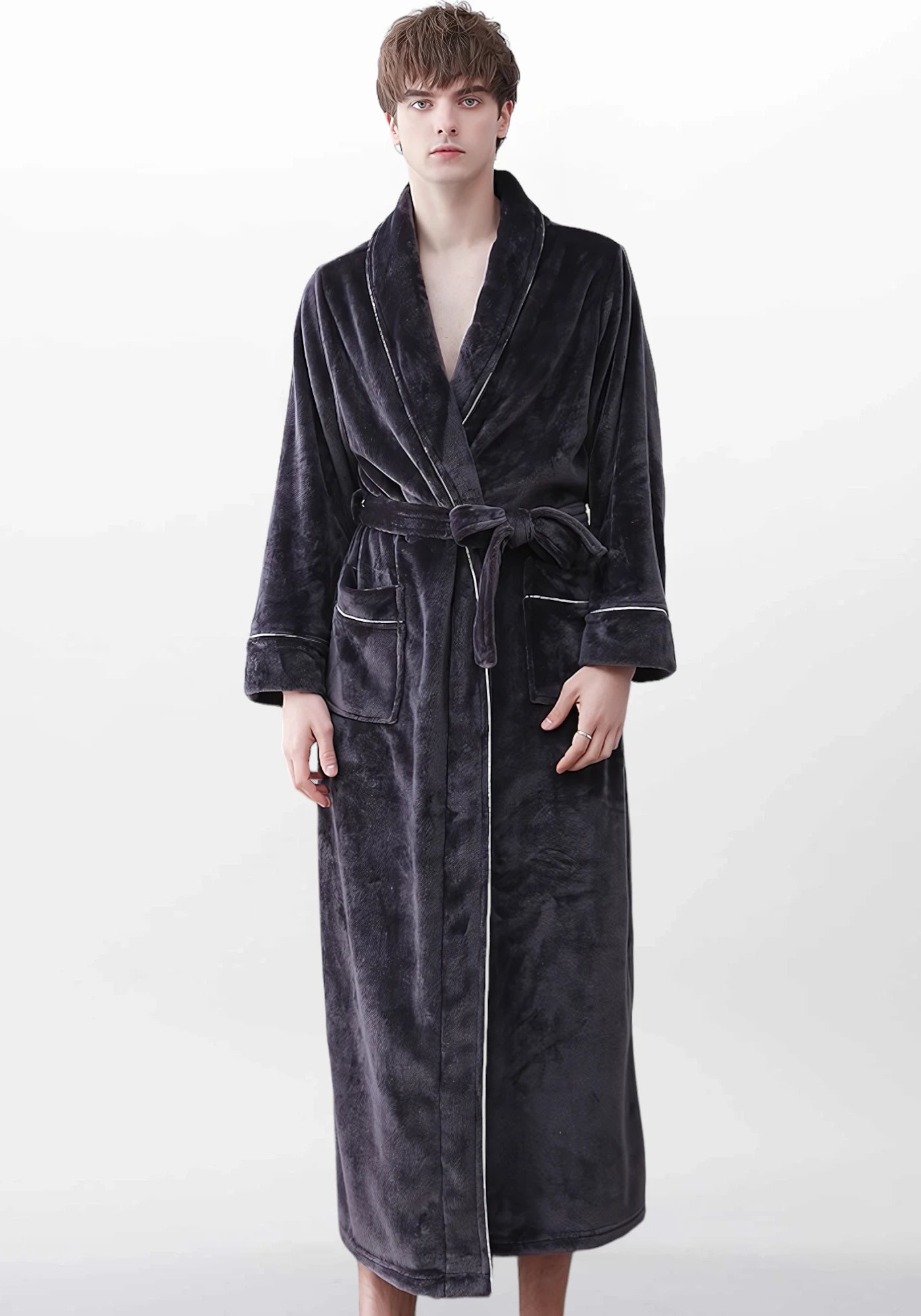 Robe de chambre polaire noire femme