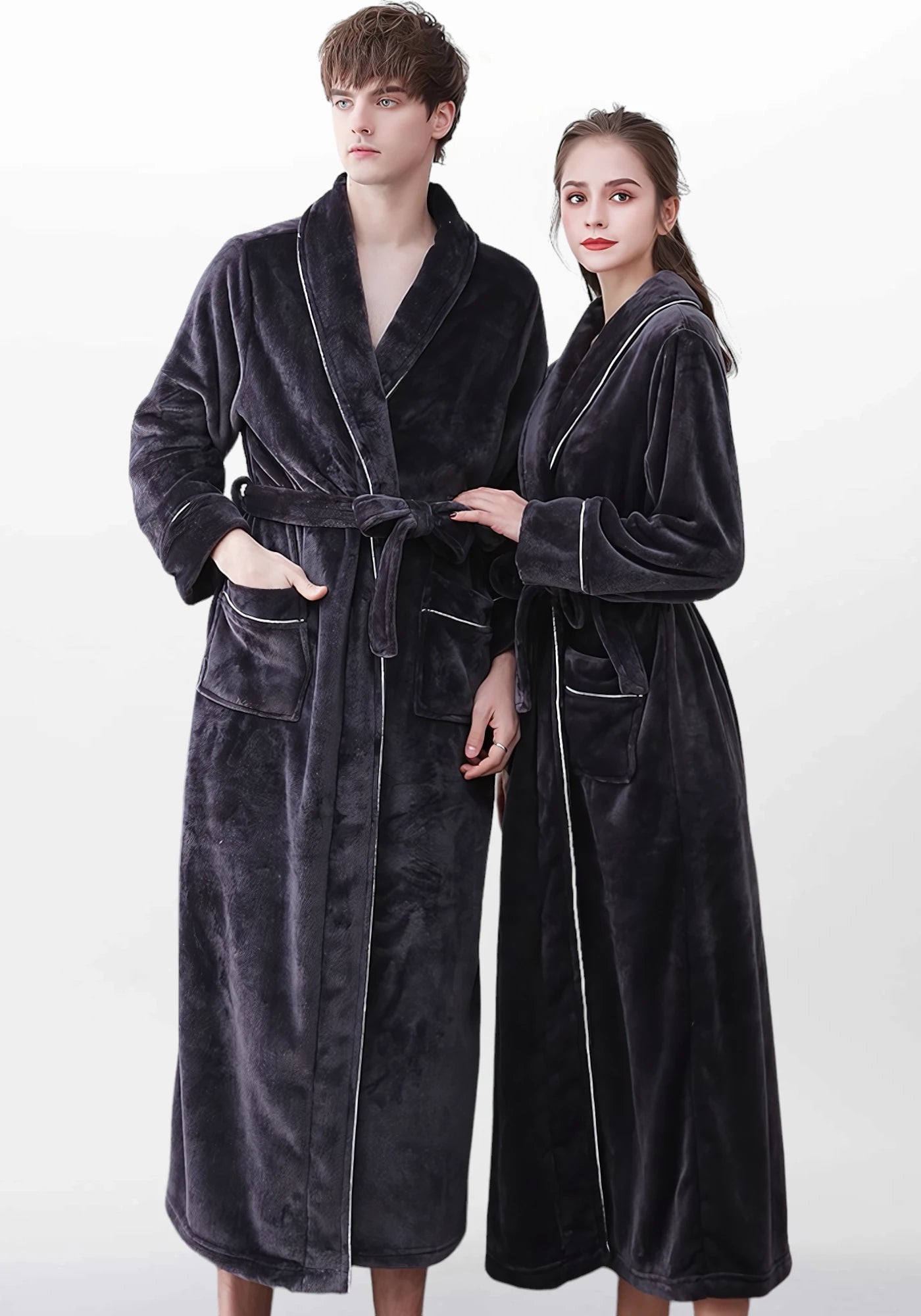 Robe de chambre polaire noire femme