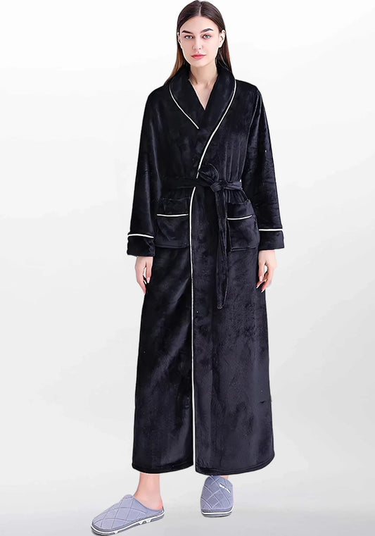 Robe de chambre polaire noire femme