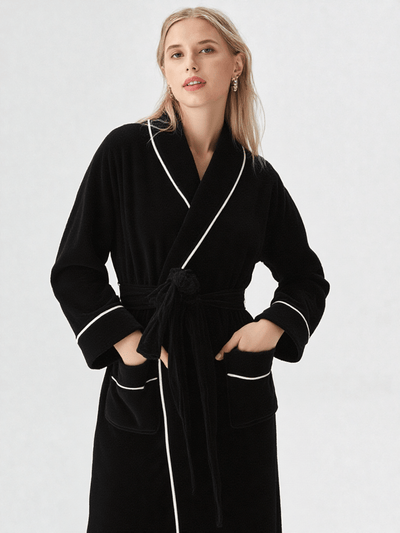 Robe de chambre polaire noire femme - Ma robe de chambre
