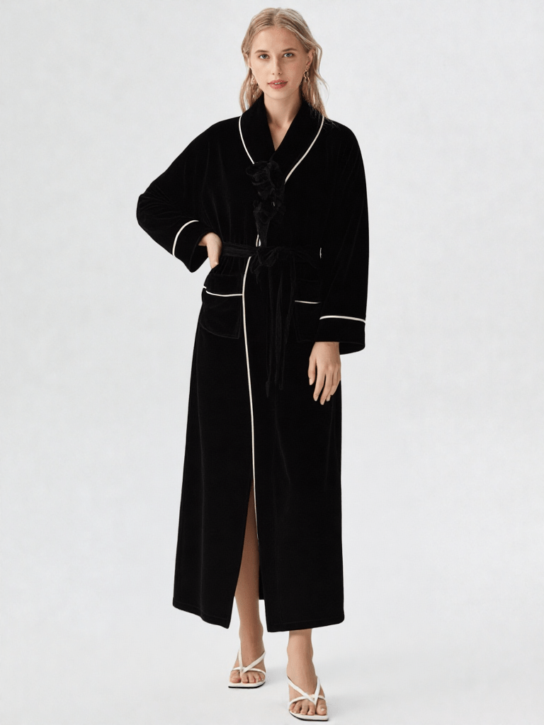Robe de chambre polaire noire femme - Ma robe de chambre