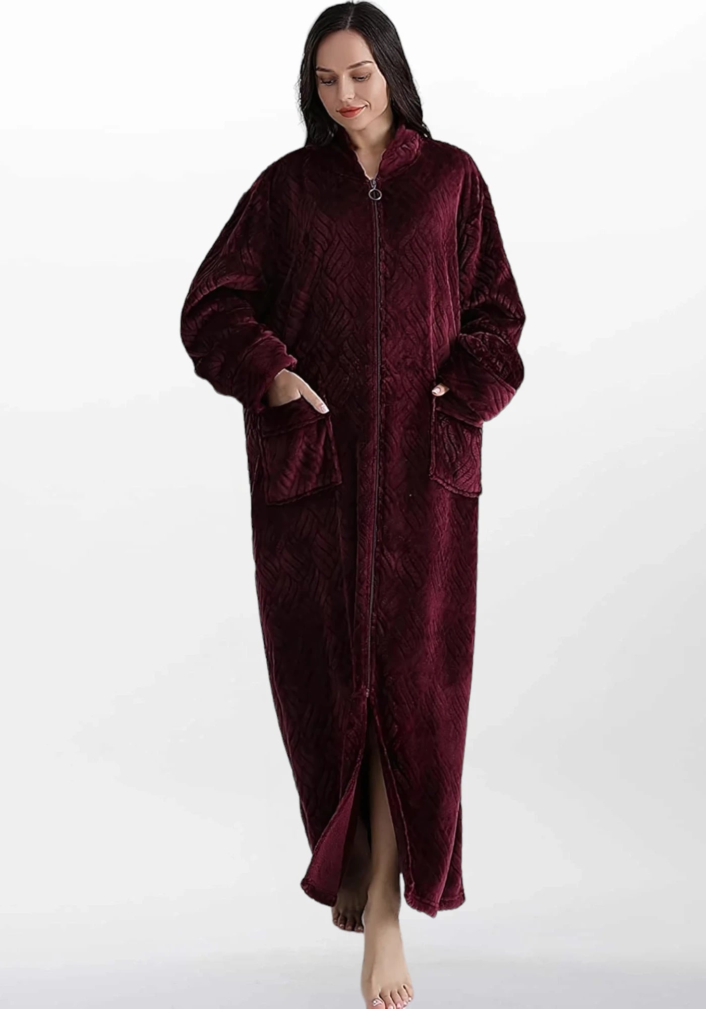 Robe de chambre polaire zippée femme