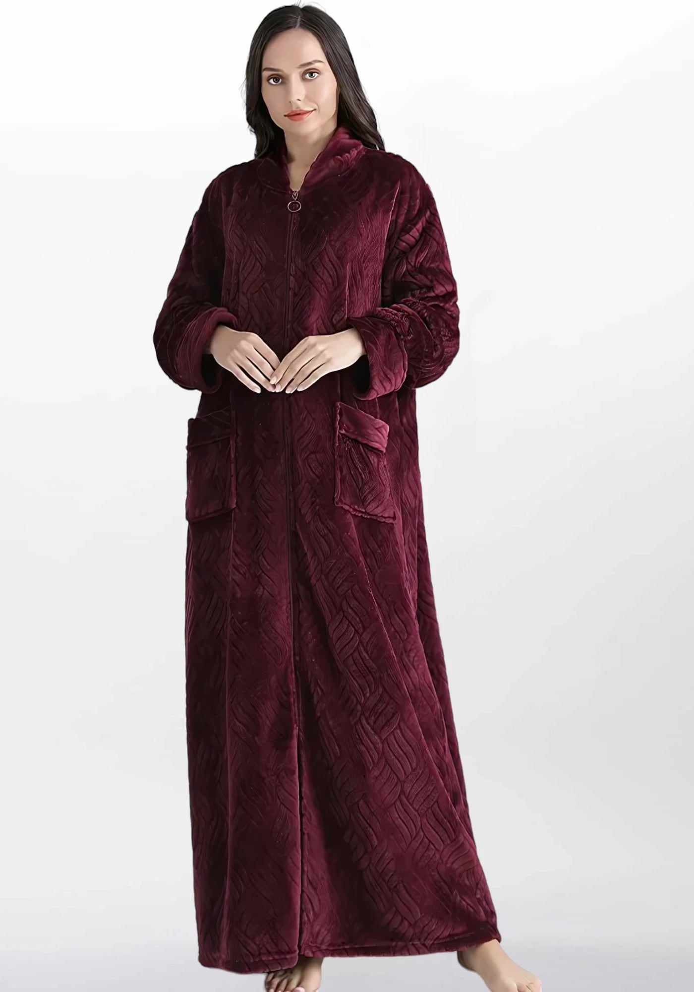 Robe de chambre polaire zippée femme