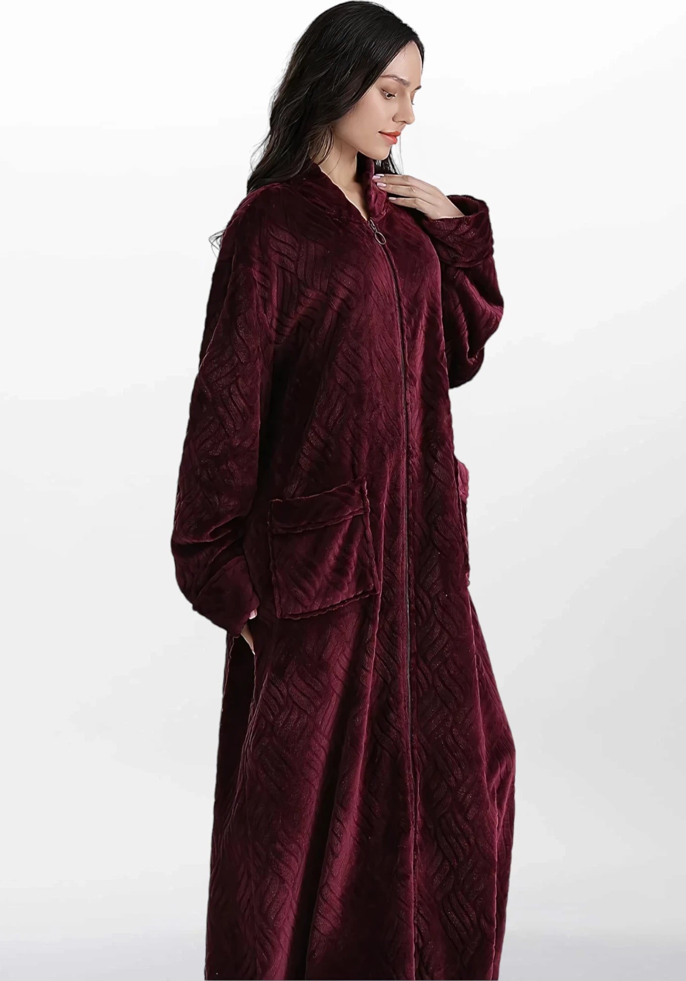 Robe de chambre polaire zippée femme