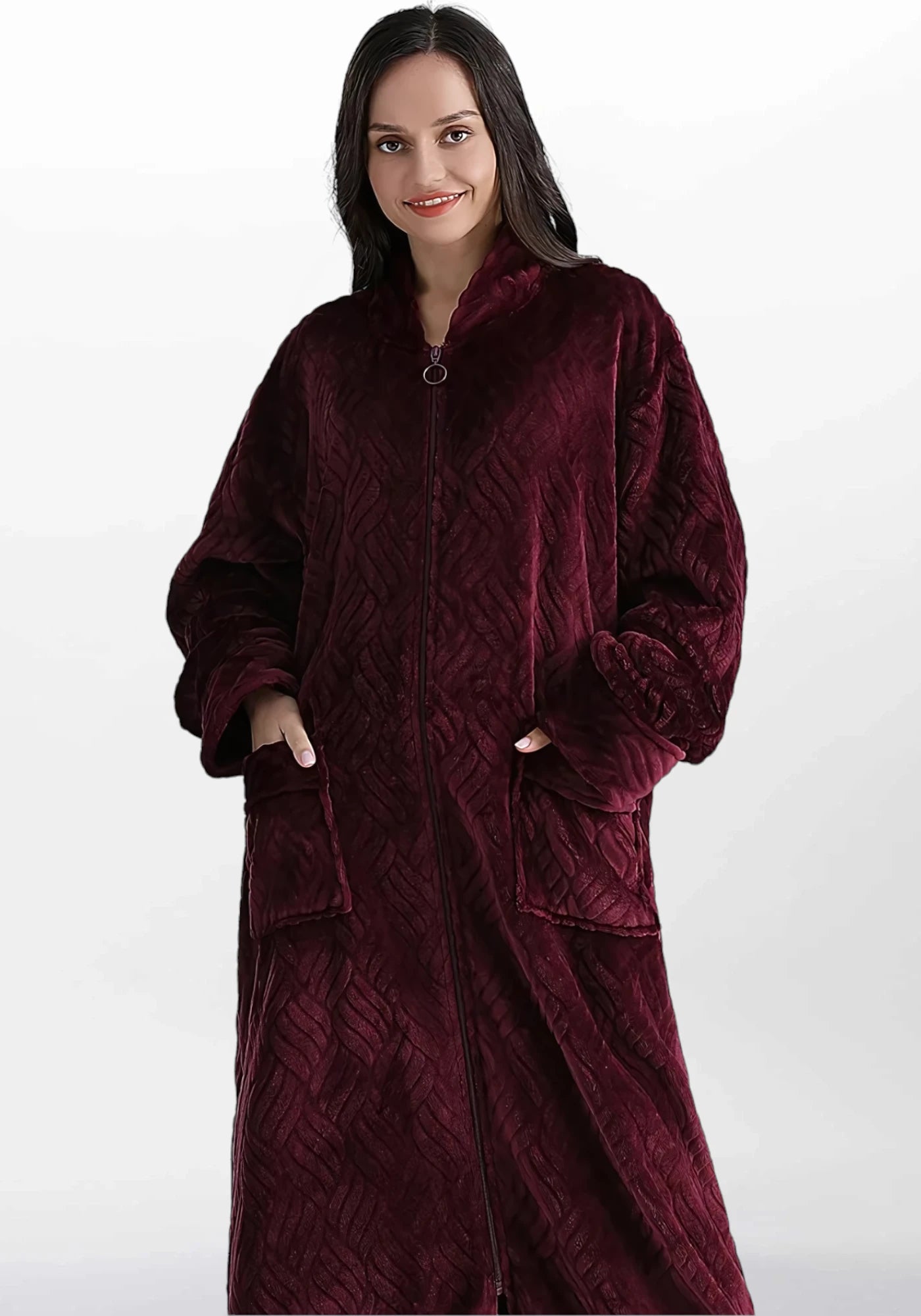 Robe de chambre polaire zippée femme