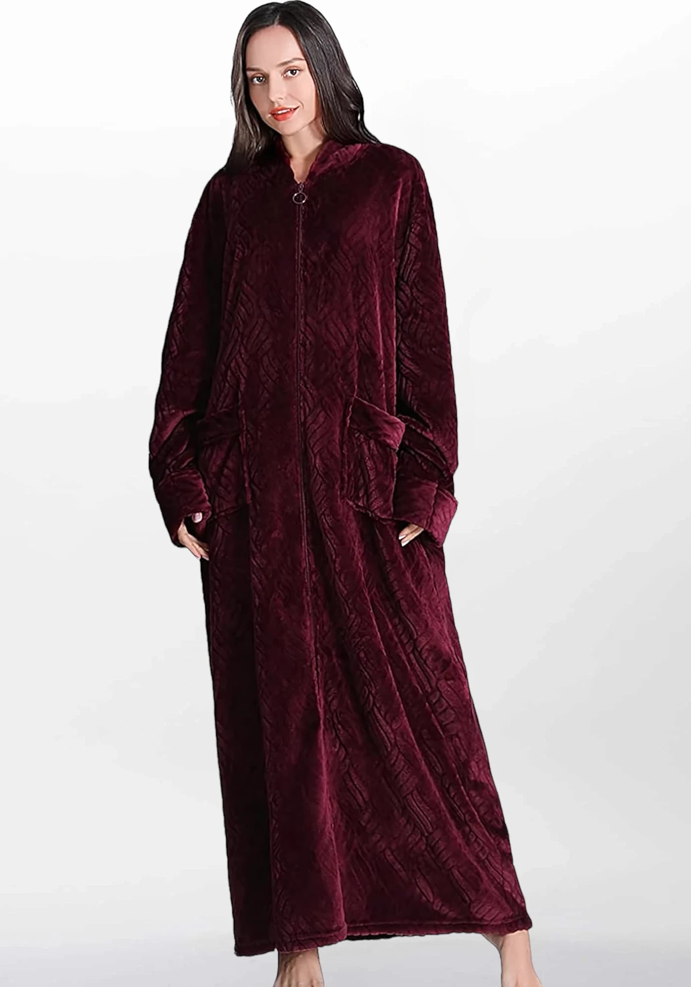 Robe de chambre polaire zippée femme