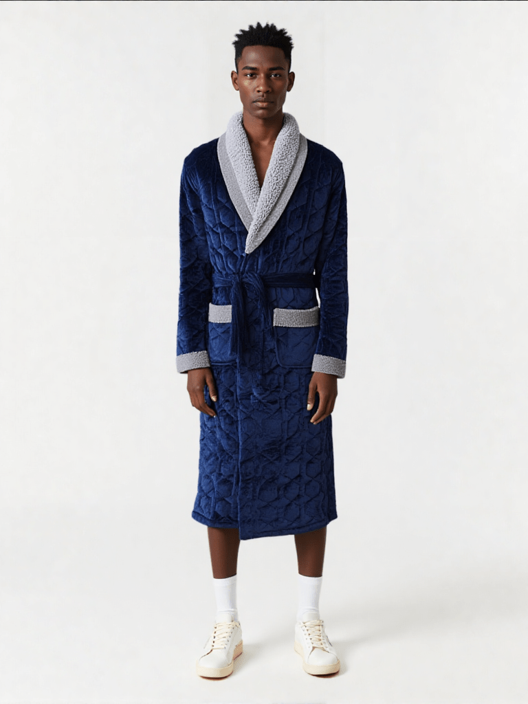 Vue de dos ou tombé, robe de chambre pour homme hiver