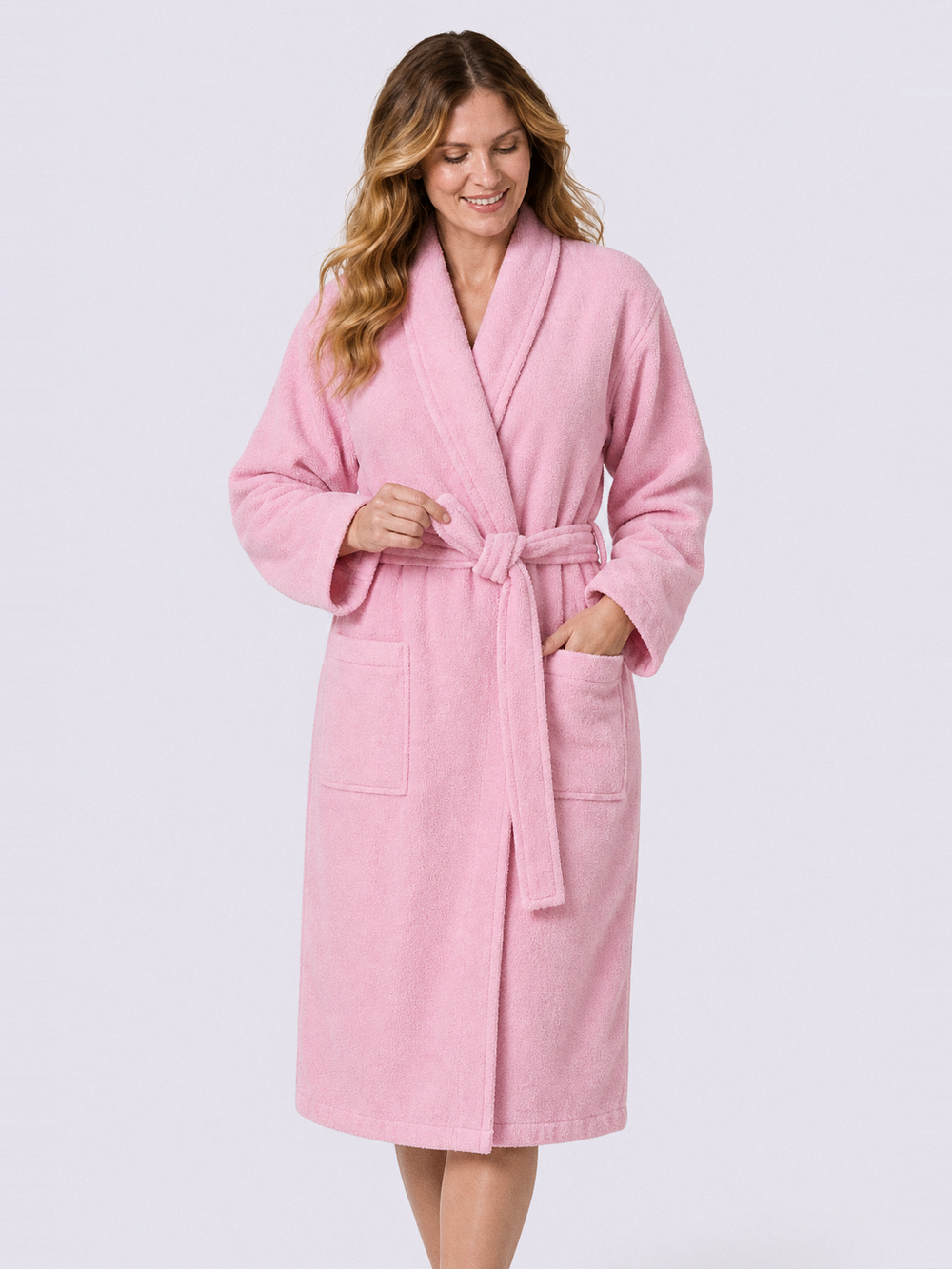 Robe de chambre ratine de coton femme – ceinture et poches