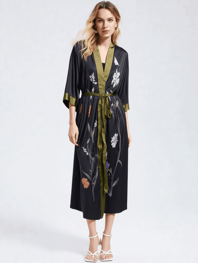 Robe de chambre satin noir - Ma robe de chambre