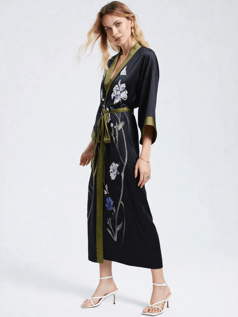 Robe de chambre satin noir - Ma robe de chambre