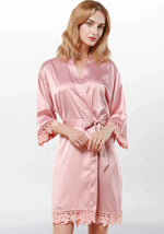 Robe de chambre satin personnalisé rose - Vignette | Ma robe de chambre