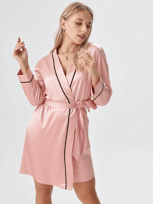 Robe de chambre satin rose - Ma robe de chambre
