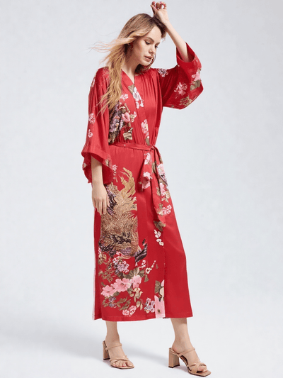 Robe de chambre satin rouge - Ma robe de chambre