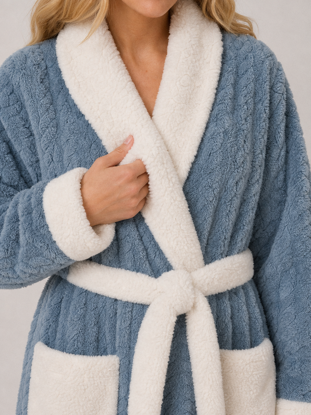 Robe de chambre ultra douce femme – gros plan matière