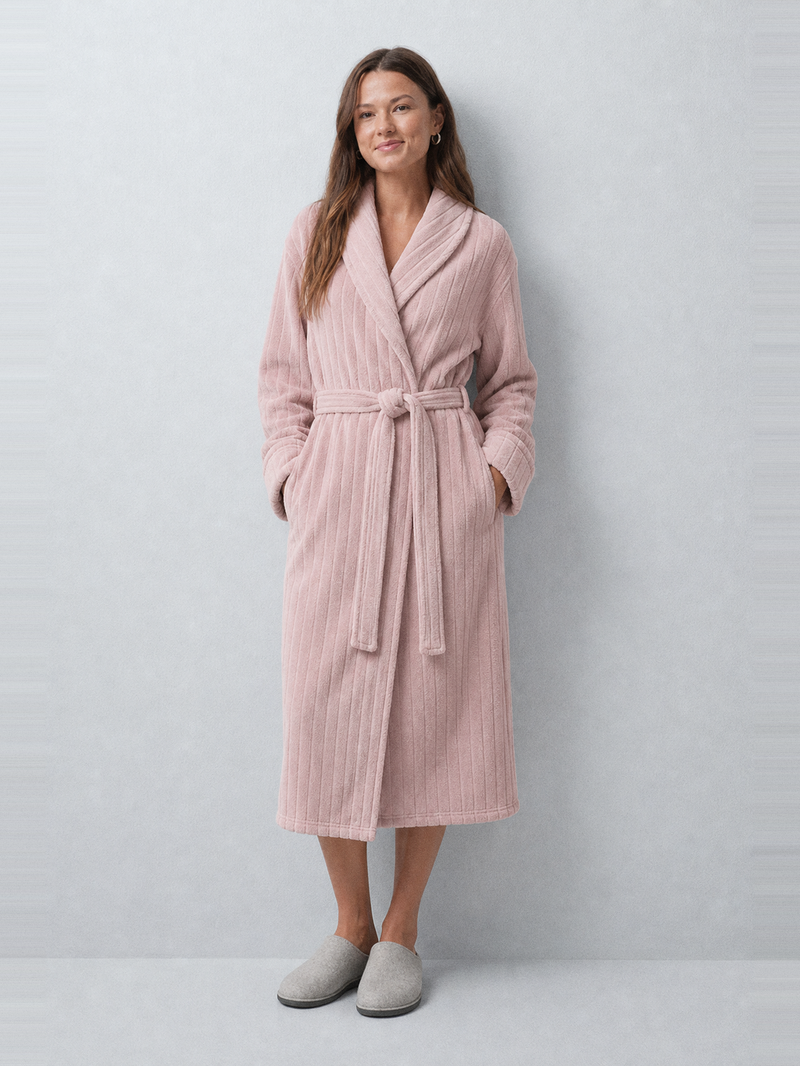 Robe de chambre velours côtelé femme – portée de face
