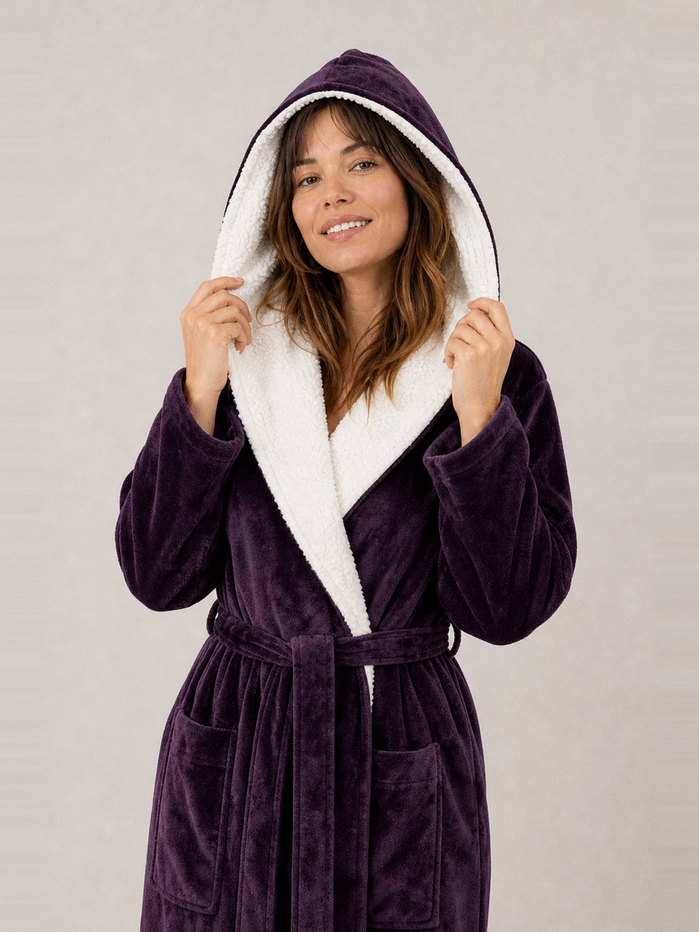 Robe de chambre velours femme à capuche – capuche