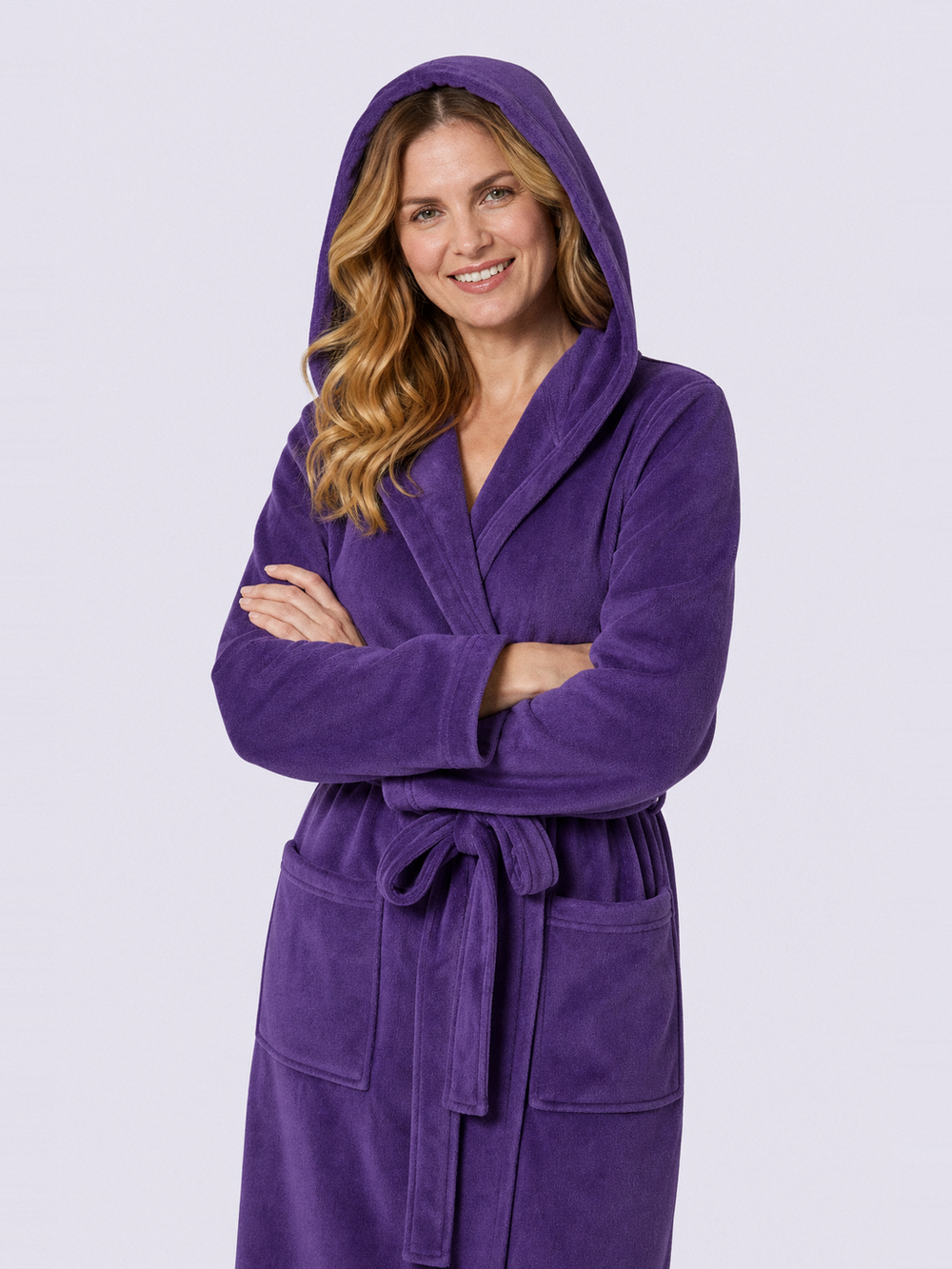 Robe de chambre violette femme – capuche