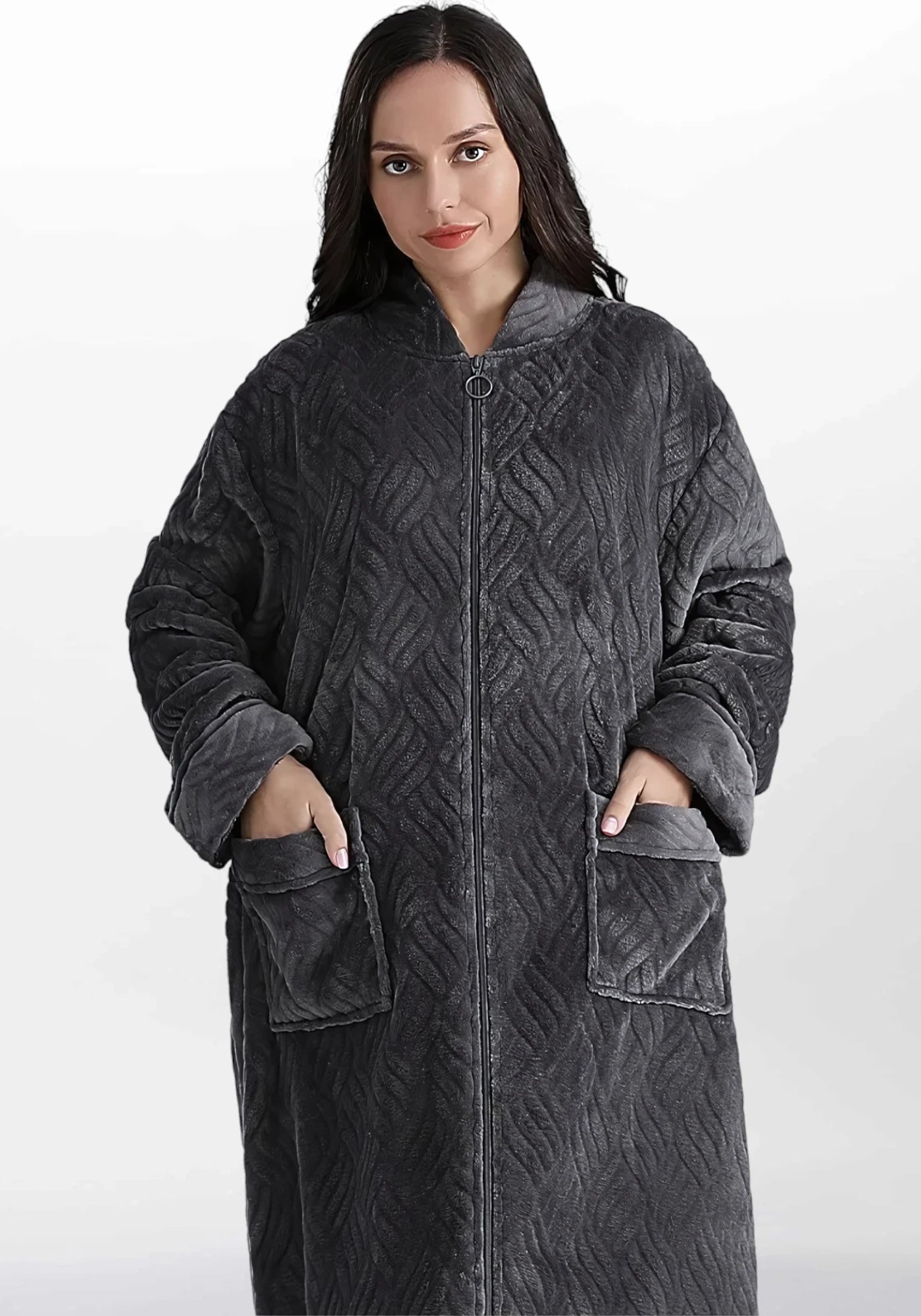 Robe de chambre zippée femme grande taille