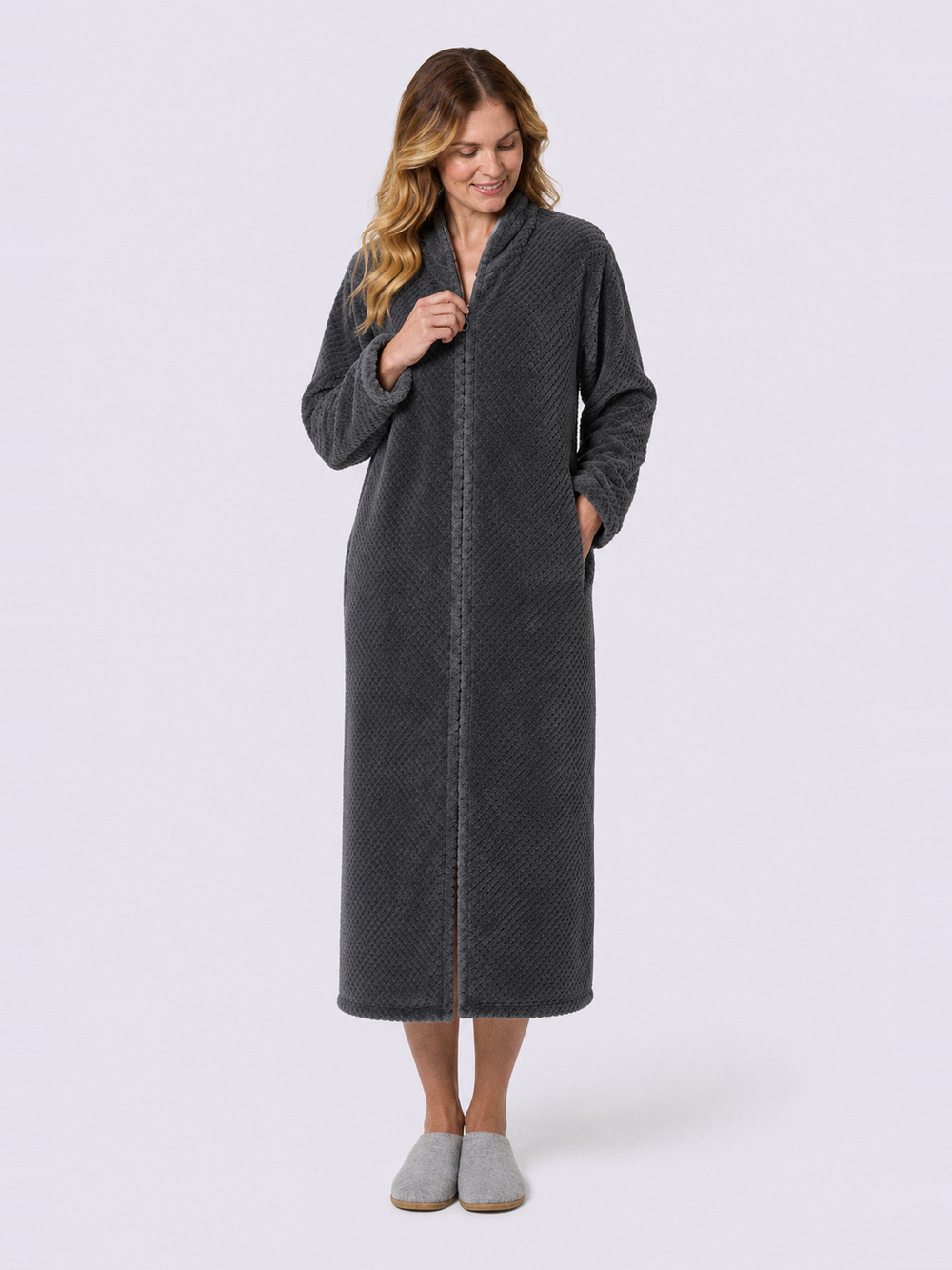 Robe de chambre zippée polaire – zip et poches