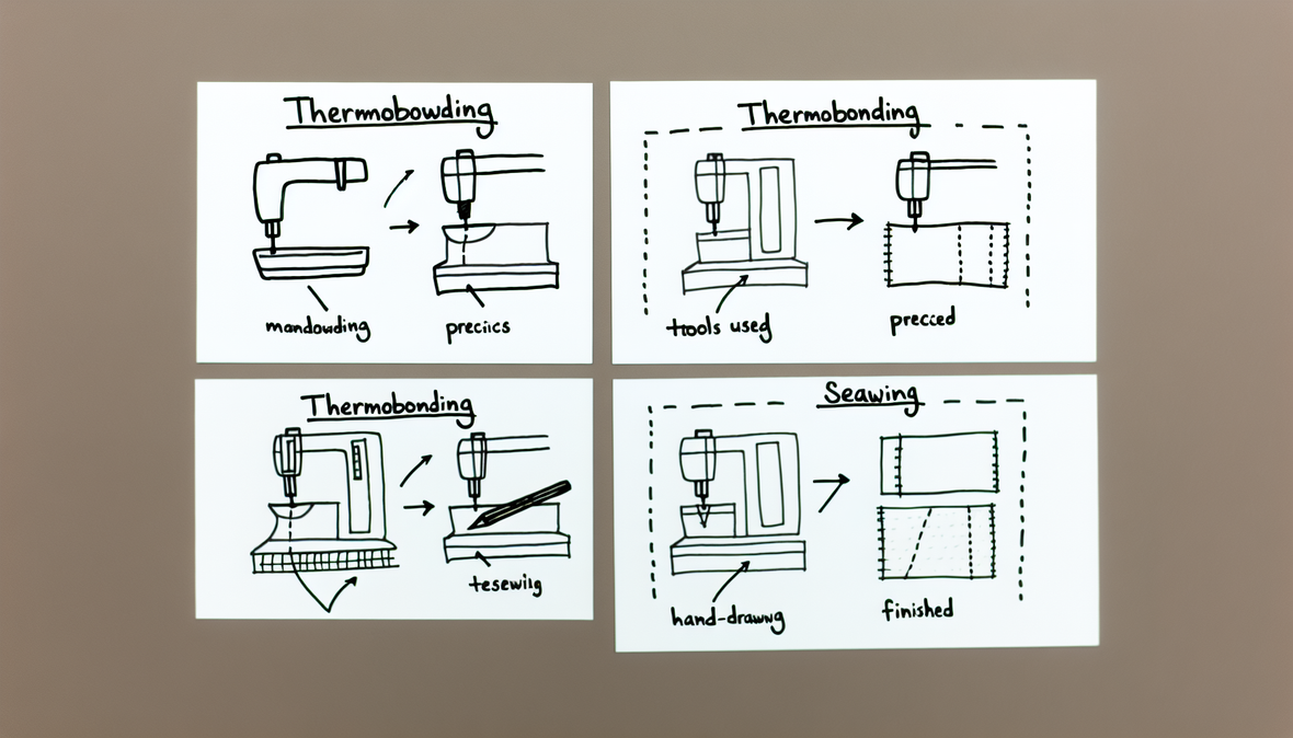 schéma comparatif entre thermocollage et couture